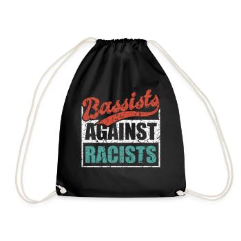 Bassists against racists Bass players against the right - Drawstring Bag - black - Front