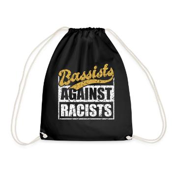 Bassists against racists Bass players against the right - Drawstring Bag - black - Front