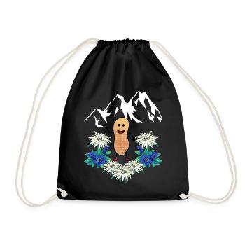 Austria Switzerland Mountains Mountains Gentian Edelweiss - Drawstring Bag - black - Front