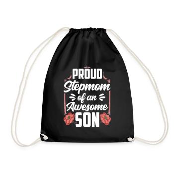 Proud stepmother of a great son child - Drawstring Bag - black - Front