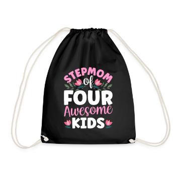 Stepmother of four great children - Drawstring Bag - black - Front