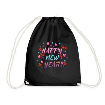 Happy New Year, Happy New Year, New Year, New Year - Drawstring Bag - black - Front