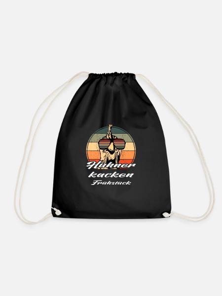 Retro Sonnenbrille Huhn Hühner kacken Frühstück - Turnbeutel - Schwarz