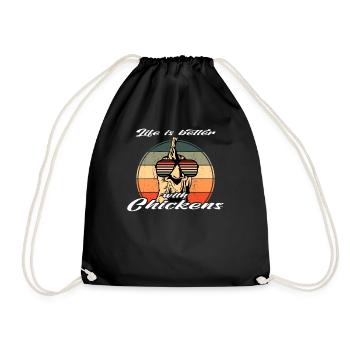 Retro Sunglasses Chicken Life better with chickens - Drawstring Bag - black - Front