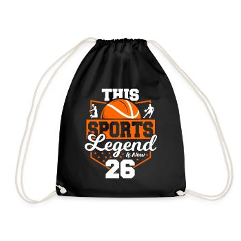 Diese Sportlegende Ist Jetzt 26, Basketballspiel - Turnbeutel - Schwarz - Vorne