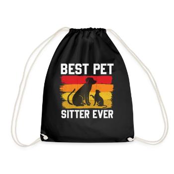 Pet Owner Animal Lover Best Pet Sitter Ever - Drawstring Bag - black - Front
