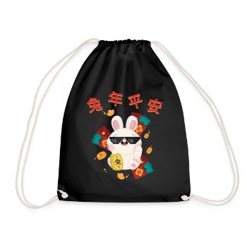 Hase Chinesisches Sternzeichen - Turnbeutel - Schwarz - Vorne