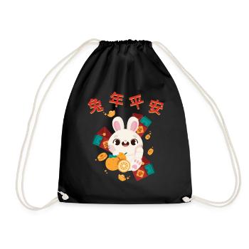 Hase Chinesisches Sternzeichen - Turnbeutel - Schwarz - Vorne