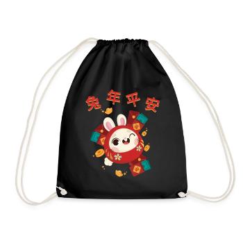 Hase Chinesisches Sternzeichen - Turnbeutel - Schwarz - Vorne