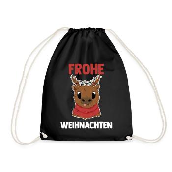 Weihnachts Rehntier Frohe Weihnachten - Turnbeutel - Schwarz - Vorne