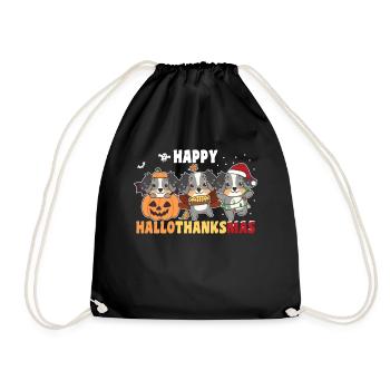 Happy Hallothanksmas Australian Shepherd - Turnbeutel - Schwarz - Vorne