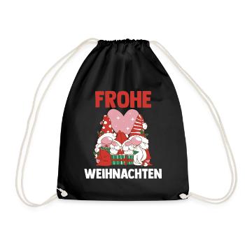 Weihnachts Gnome Frohe Weihnachten - Turnbeutel - Schwarz - Vorne