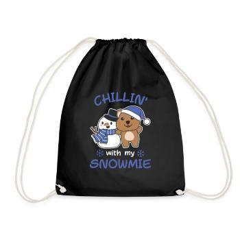 Quokka Chillin avec mon bonhomme de neige - Sac de sport léger - noir - Devant