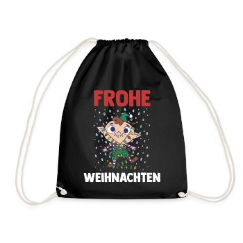 Weihnachts Elf Frohe Weihnachten - Turnbeutel - Schwarz - Vorne