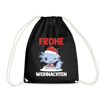 Weihnachts Axolotl Frohe Weihnachten - Turnbeutel - Schwarz - Vorne