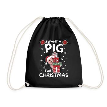 Je veux un cochon pour les cochons doux de Noël - Sac de sport léger - noir - Devant