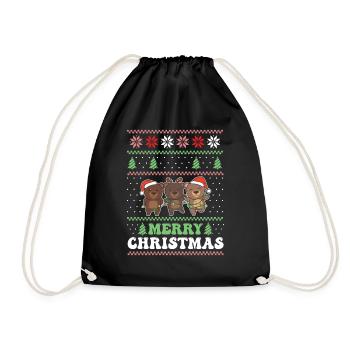 Joyeux Noël rétro moche ours de Noël - Sac de sport léger - noir - Devant