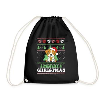 Joyeux Noël rétro moche Noël Jack Russell - Sac de sport léger - noir - Devant