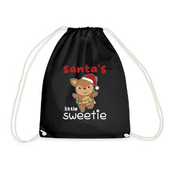 Deer Christmas Santa's little sweetie - Drawstring Bag - black - Front