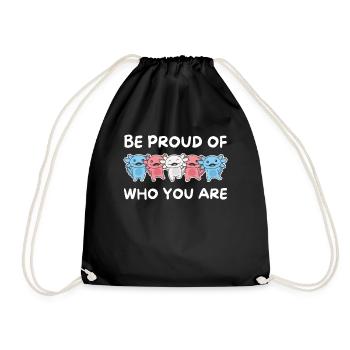 Transgender Flag Gay Pride LGBTQ Axolotl - Drawstring Bag - black - Front