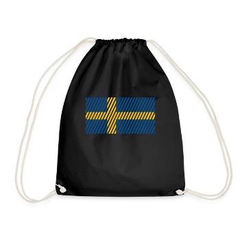 Schweden Flagge - Turnbeutel - Schwarz - Vorne