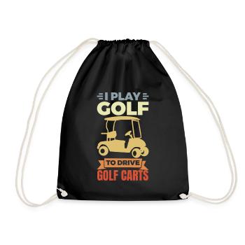 I love golf carts - Drawstring Bag - black - Front