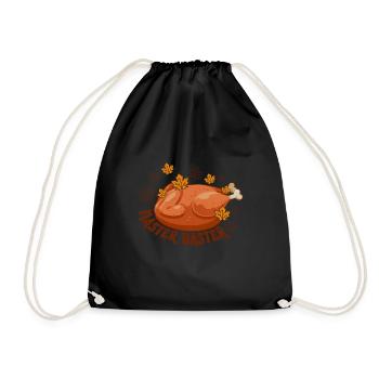 Thanksgiving Shirt, Master Baster Funny Turkey - Drawstring Bag - black - Front