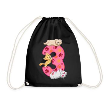 Chaton 3ème anniversaire | Chemise d’anniversaire de chat | - Sac de sport léger - noir - Devant