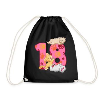 Chaton de 18e anniversaire | Chemise d’anniversaire de chat - Sac de sport léger - noir - Devant