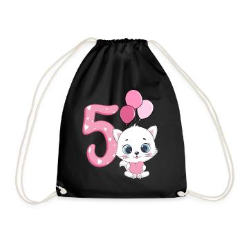 5e anniversaire Chaton | Chemise d’anniversaire de chat | Chat - Sac de sport léger - noir - Devant