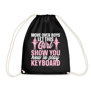 Let This Girl Show You How To Play The Keyboard - - Drawstring Bag - black - Front