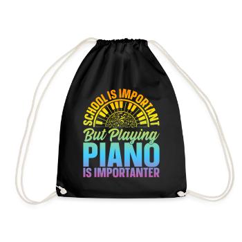 Piano - School Is Important But Playing Piano Is I - Drawstring Bag - black - Front