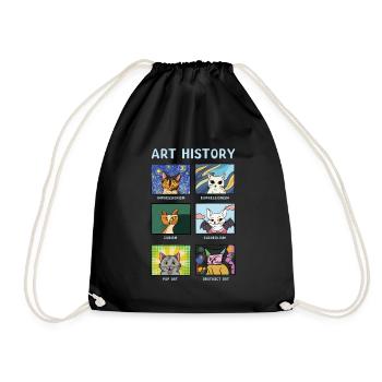Art History Cats Visual Arts Cat - Drawstring Bag - black - Front