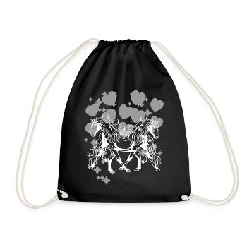 Cheval sauvage Chevaux Poney Girl Cavalière Cœur - Sac de sport léger - noir - Devant