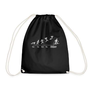 Skiing Skiing Skiing Weekend Skis - Drawstring Bag - black - Front