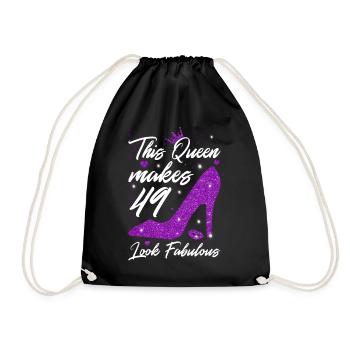 This Queen makes 49 look Fabulous 49th Birthday - Drawstring Bag - black - Front