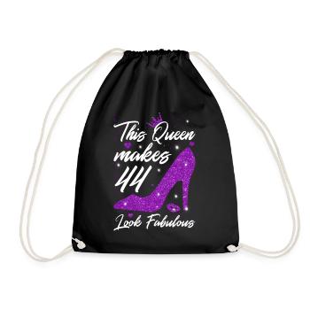 This Queen makes 44 look Fabulous 44th Birthday - Drawstring Bag - black - Front