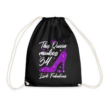 This Queen makes 34 look Fabulous 34th Birthday - Drawstring Bag - black - Front