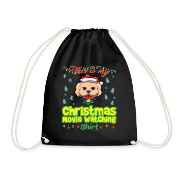 This Is My Christmas Movie Watching Shirt - Drawstring Bag - black - Front