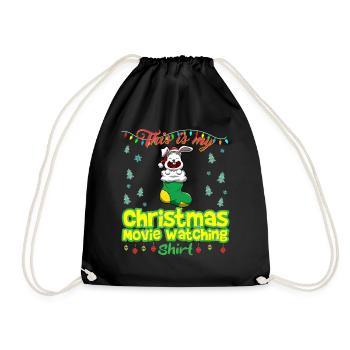 This Is My Christmas Movie Watching Shirt - Drawstring Bag - black - Front