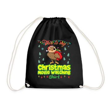 This Is My Christmas Movie Watching Shirt - Drawstring Bag - black - Front