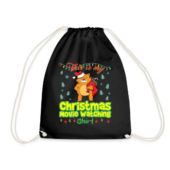 This Is My Christmas Movie Watching Shirt - Drawstring Bag - black - Front
