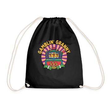 Casino Gambling Slot Machine Card Game - Drawstring Bag - black - Front