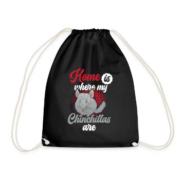 Home is where my chinchilla is rodent - Drawstring Bag - black - Front