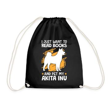 Lire des livres et caresser Akita Inu Shiba Inu - Sac de sport léger - noir - Devant