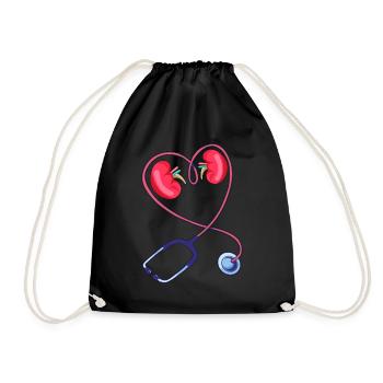 Dialysis Technician Stethoscope Love Nephrologist - Drawstring Bag - black - Front