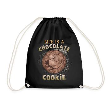 Chocolate, chocolate chip cookies funny saying - Drawstring Bag - black - Front