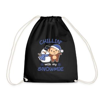 Monkey Chillin avec mon bonhomme de neige - Sac de sport léger - noir - Devant