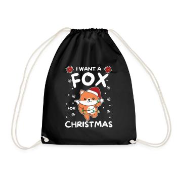 I want a fox for Christmas cute foxes - Drawstring Bag - black - Front