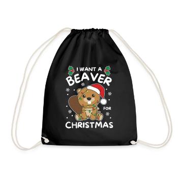 Je veux un castor pour Noël - Sac de sport léger - noir - Devant
